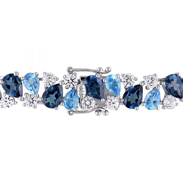 33 1/3 CT TGW London and Swiss Blue Topaz and Created White Sapphire ...