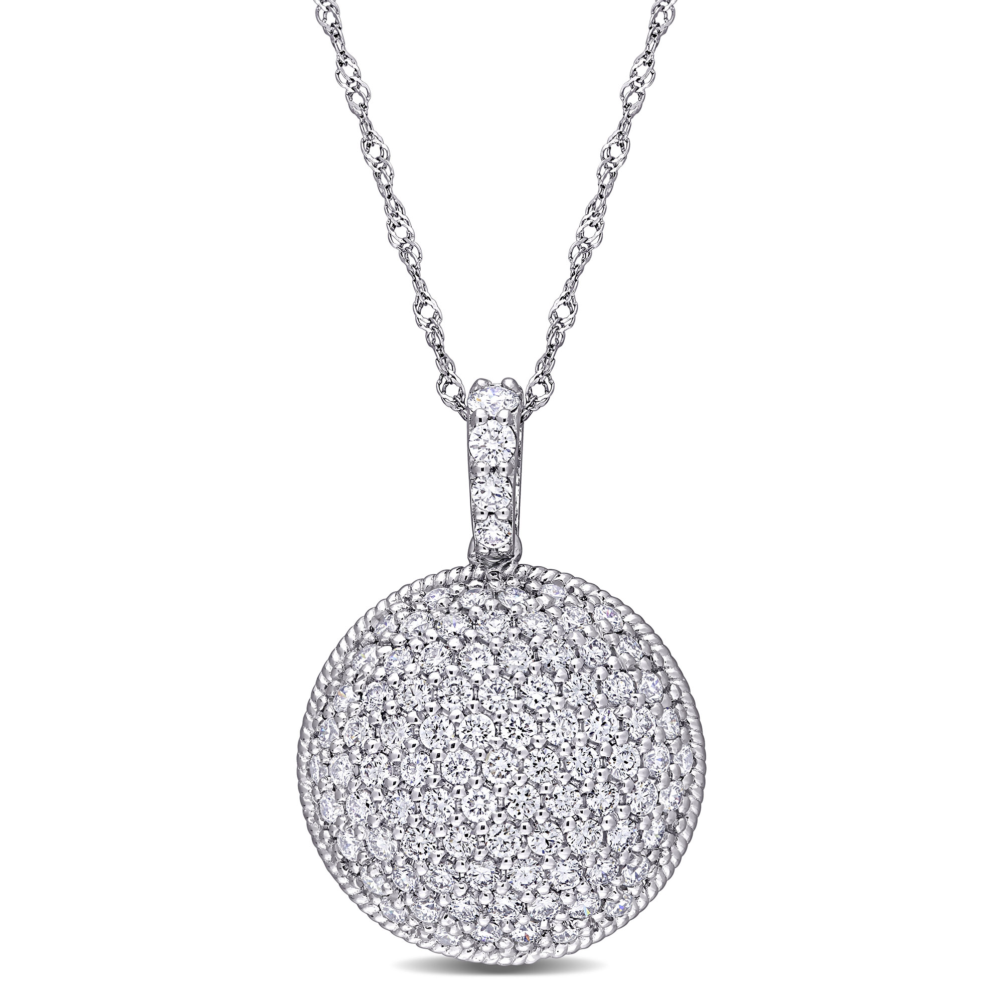 1 1/8 CT TW Diamond Pave-set Circular Pendant | Delmar Jewelers