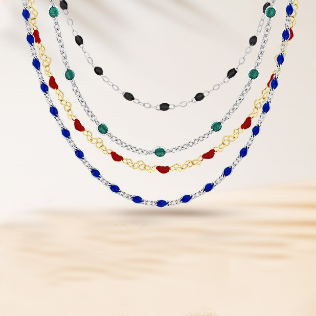 colorful enamel silver chains
