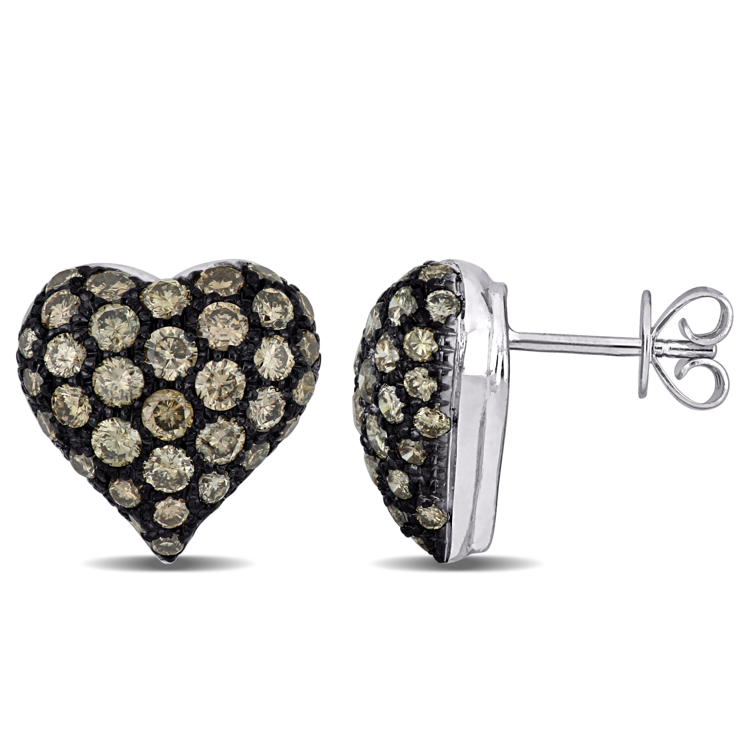 brown diamond heart earrings