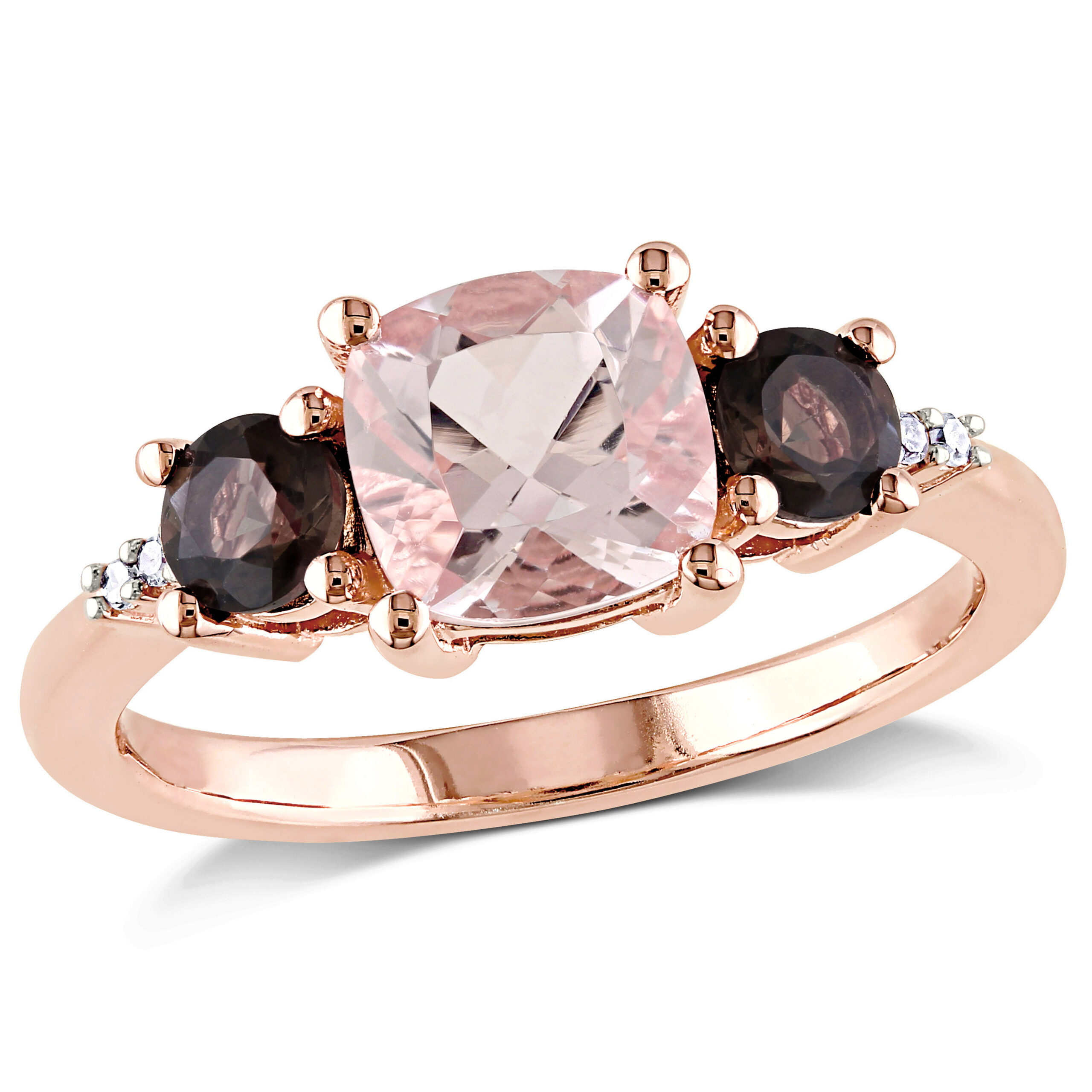 A Smokey quartz, diamond, and morganite ring in rose gold