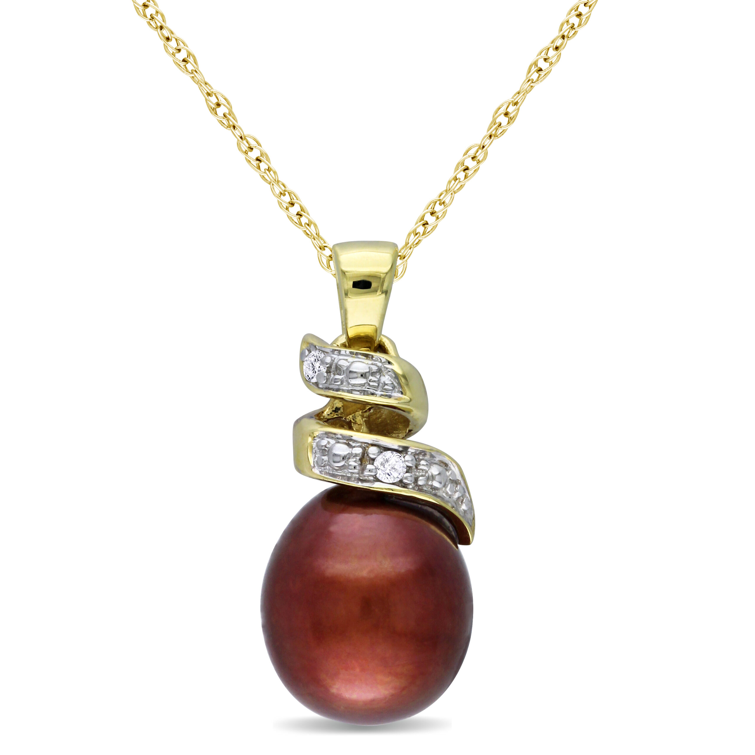 brown pearl pendant with gold chain