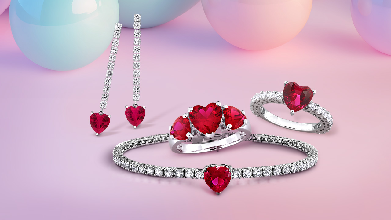 Delmar Jewelers Ruby Heart Valentine's Jewelry in Sterling Silver